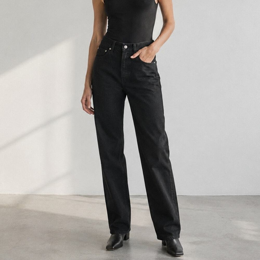 Khaite Corben Jean Womens 28 Black Bartlett Denim High-rise Straight Leg NWT